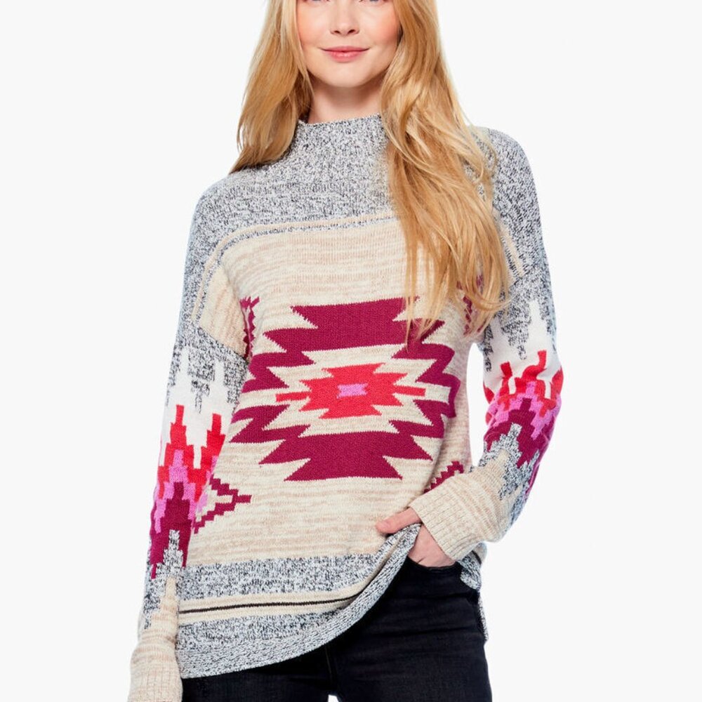 NWOT Nic + Zoe Intarsia Sweater Navajo Aztec Southwestern Wearable Art Sz Small